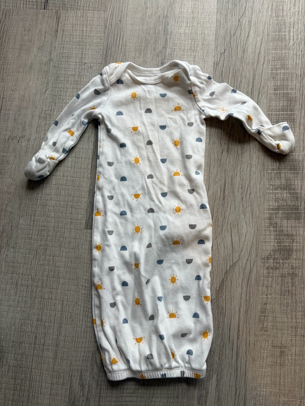 Carter's White Sleep Gown with Yellow Sun and Gray & Blue Dots